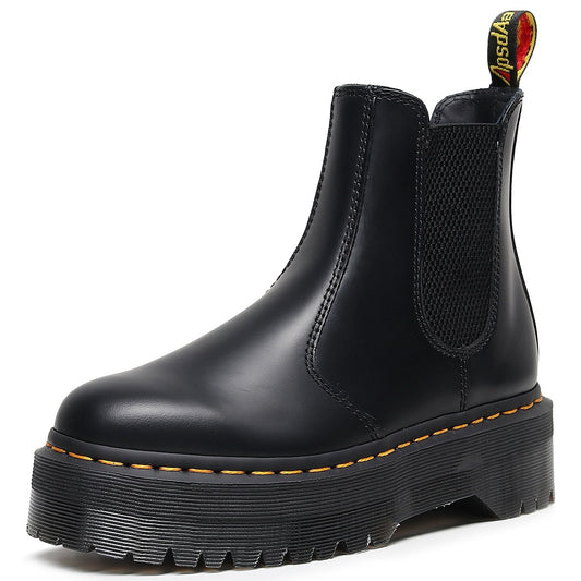 Women's Chelsea Platform Motorcycle British Short Muffin Bottom One Boots