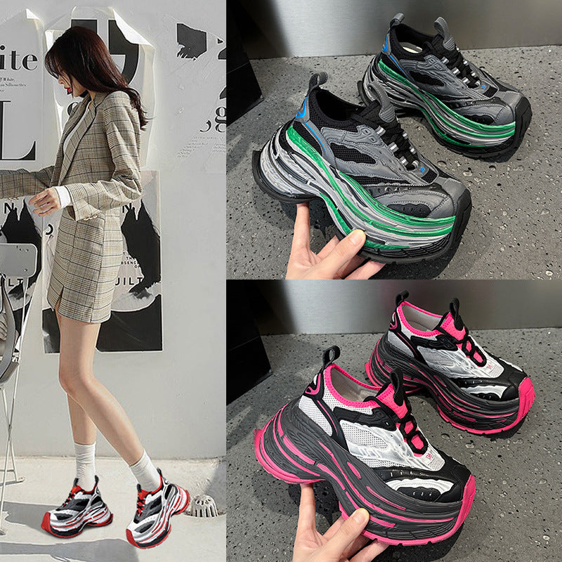 Women's Paris Clunky Fashion Platform Mesh Elevator Women's Sports Shoes