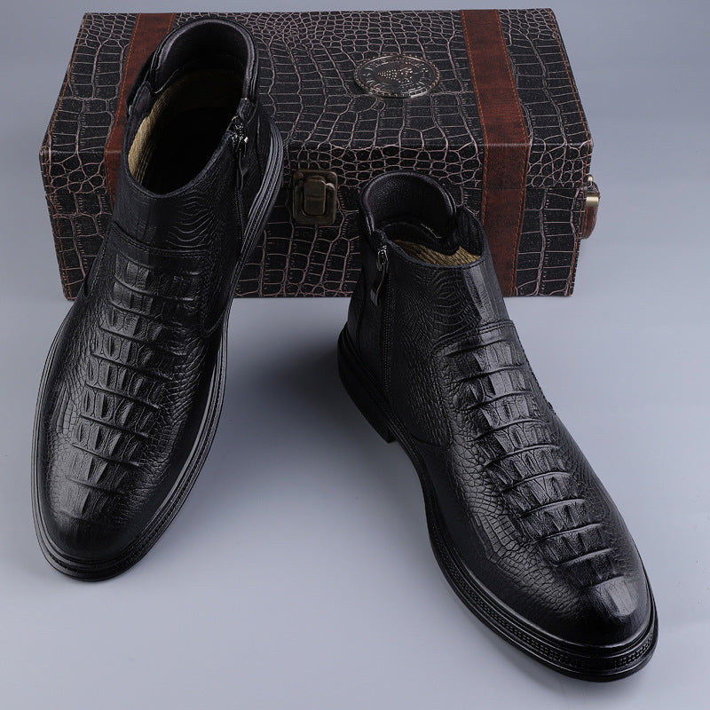 Men's Business Middle High Top Slip-on Surface Leisure Short Outdoor Keep Boots