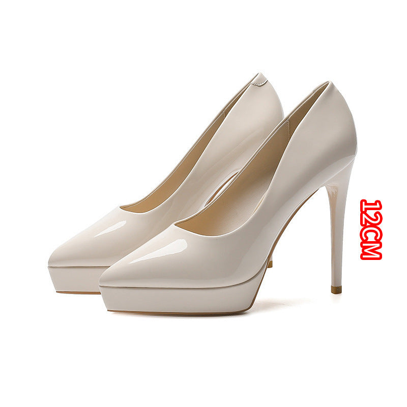 Women's For Sexy Temperament Waterproof Platform Solid Color Heels