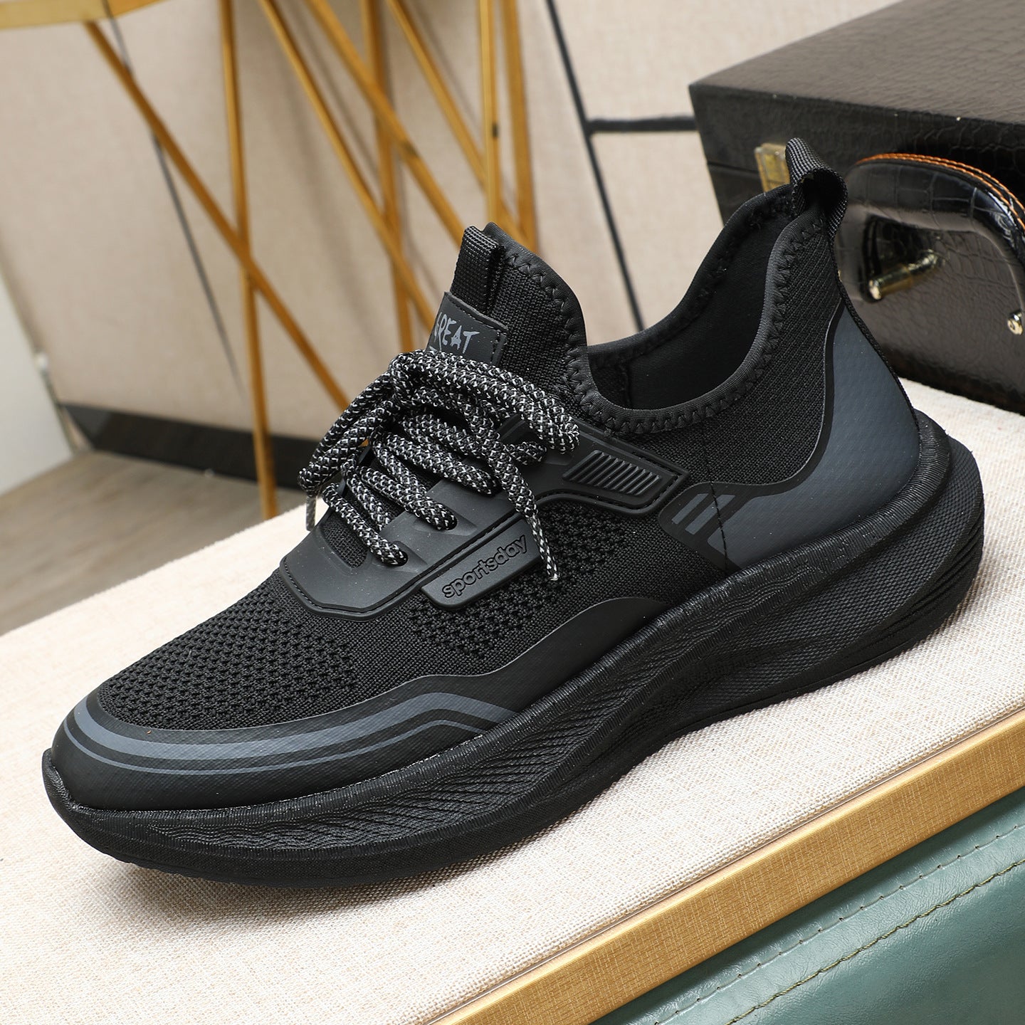 Men's Breathable Flying Woven Fashionable Light Platform Men's Sports Shoes