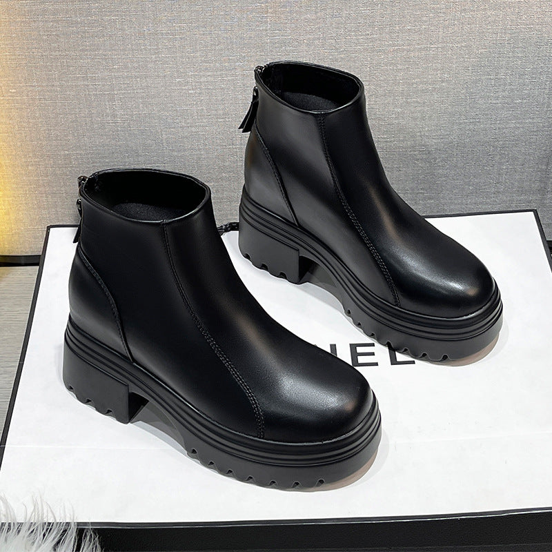 British Style Small Hight Increasing Martin Thick Bottom Heels