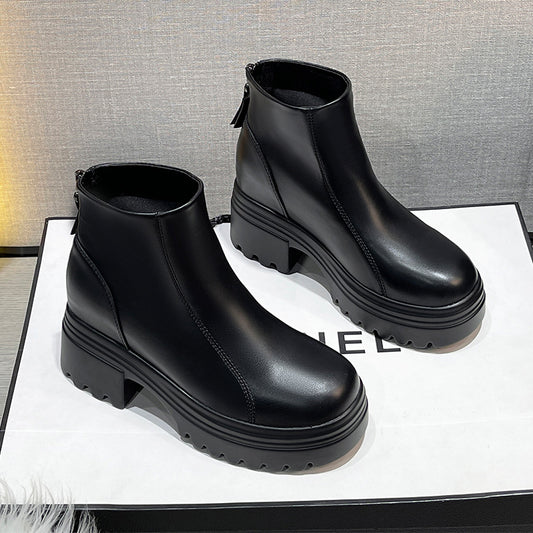 British Style Small Hight Increasing Martin Thick Bottom Heels