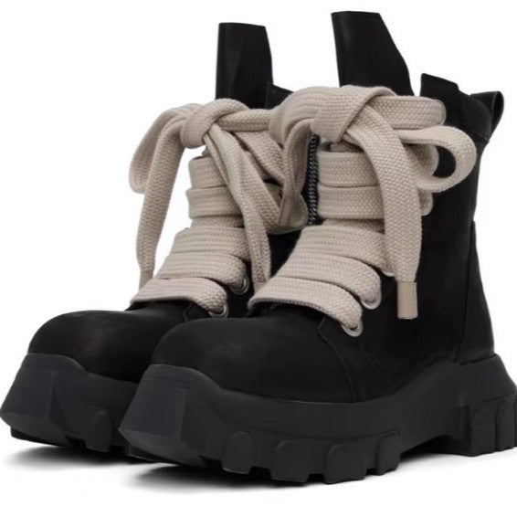 Men's Mid Platform Cowhide Ankle Outdoor Motorcycle Men's Martin Boots