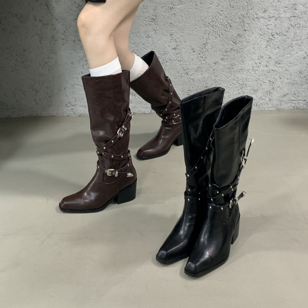 Women's Style Fashion Belt Buckle Small Chunky Heels