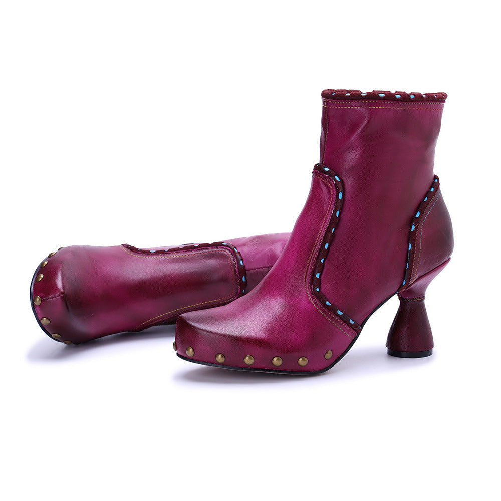 Women's Export Handmade Genuine Polished Fashion Side Women's Leather Boots