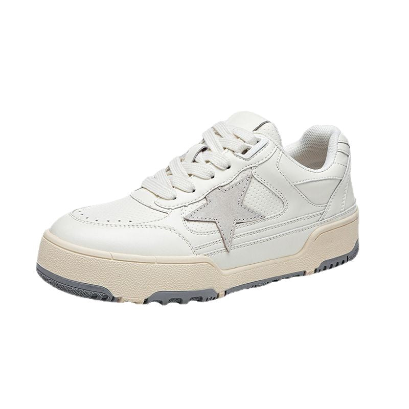 Women's Cowhide Breathable White For Spring Platform Retro Sneakers