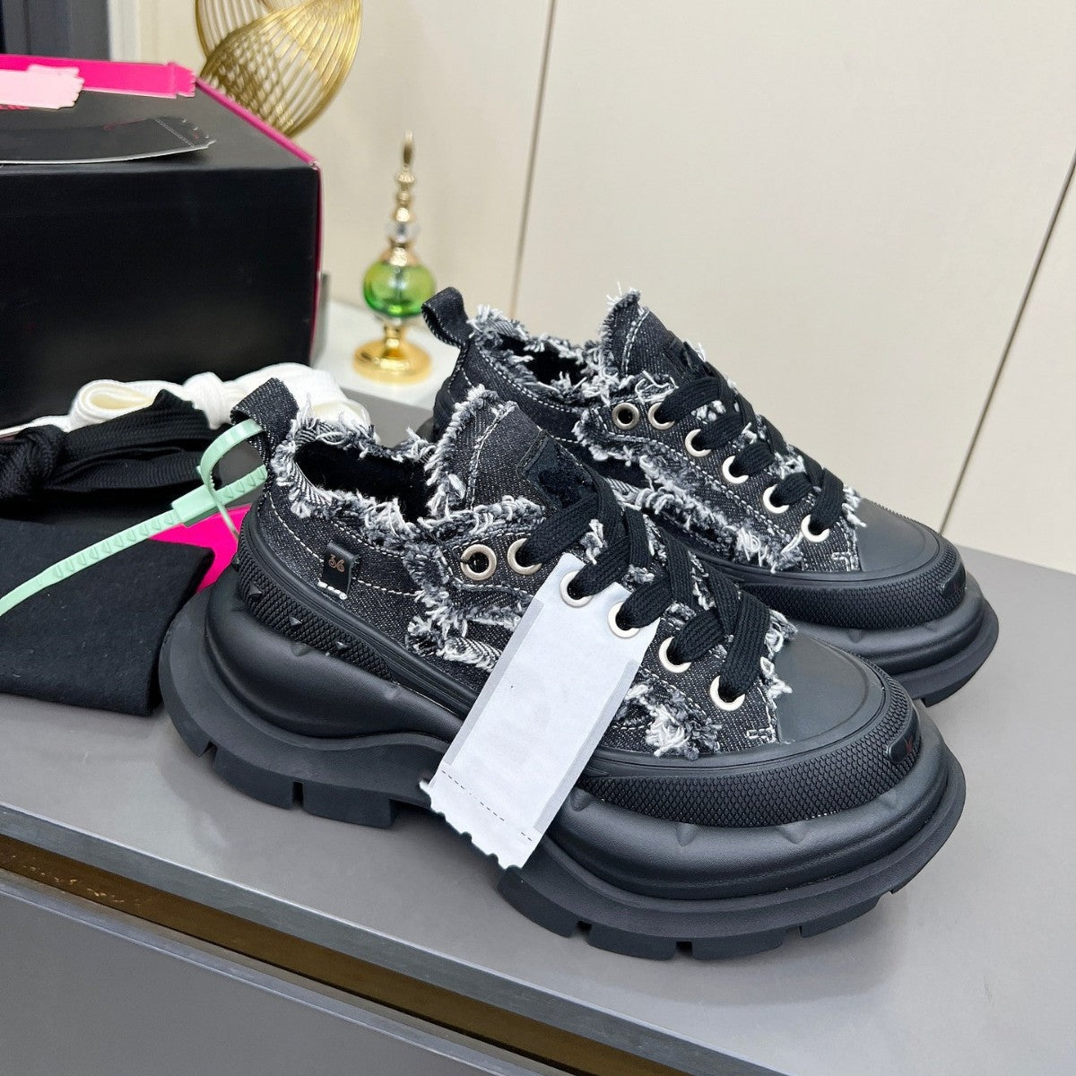 Jack Purcell Thick Bottom Small Heighten Round Head Lace Color Casual Shoes