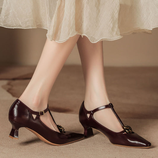 Women's High Mary Jane Solid Color Outer Women's Fashion Shoes
