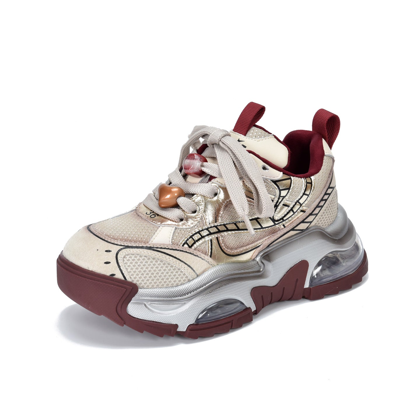 Women's Thick Bottom Contrast Color Authentic Clunky Spring Leisure Sports Casual Shoes