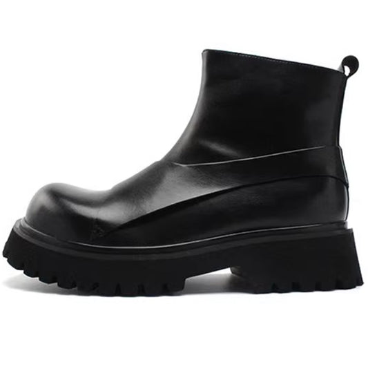 Men's Increasing Cowhide British Style Summer Clothes Motorcycle High Top Men's Martin Boots