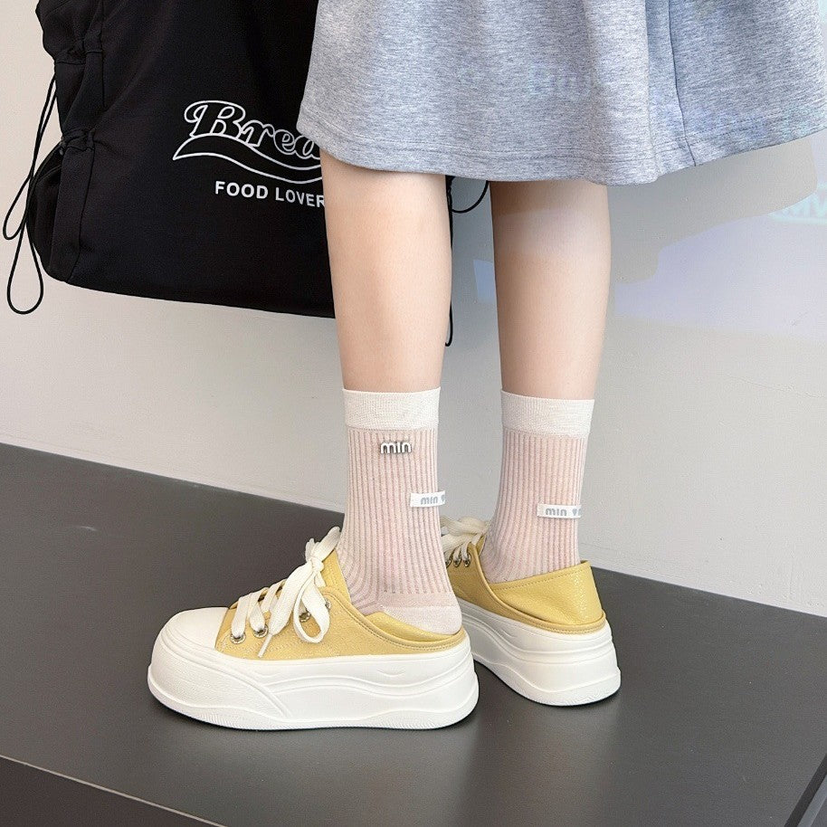Women's Two-way Wear Step-on White Spring Lazy Women's Casual Shoes