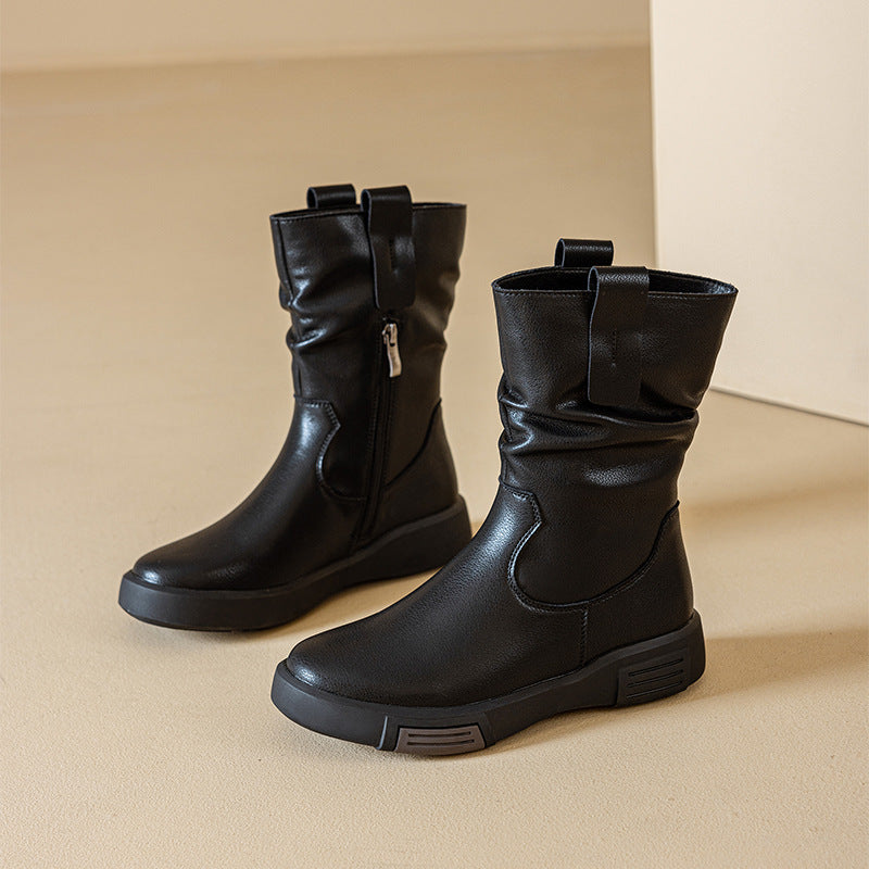 Women's Genuine Middle Tube Martin Skinny Retro Boots