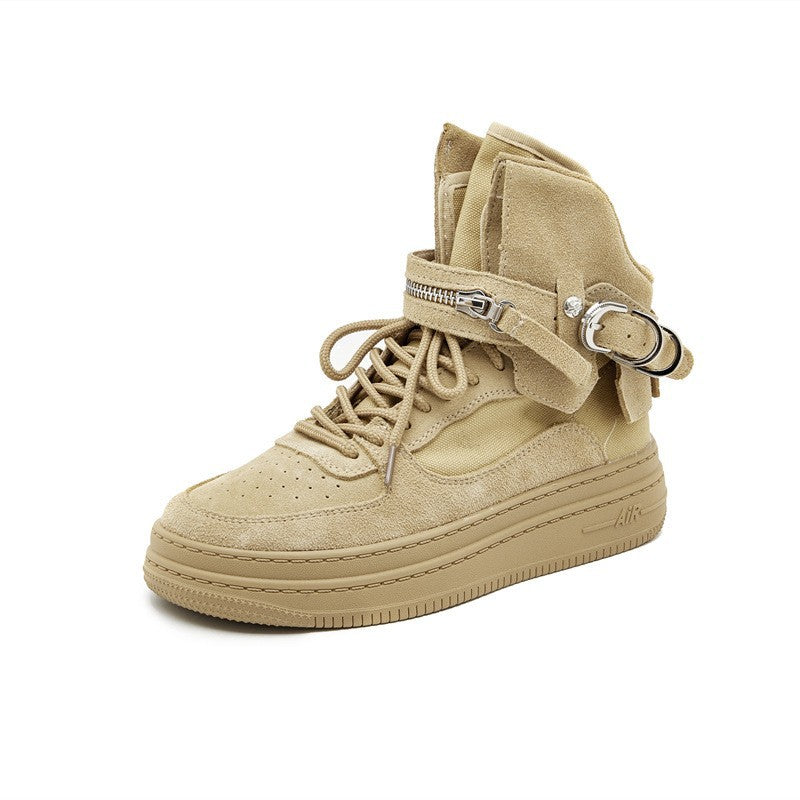 Women's Pure Preppy Style White For Spring Fashion Thick Bottom Lace Women's Casual Shoes