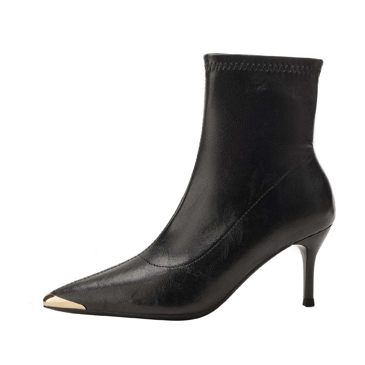 Women's High Short Temperament Wild Stiletto Metal Toe Cap Heels