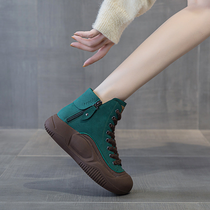 Women's Explosion Board Dad Autumn Retro Lightweight Platform Women's Leather Boots