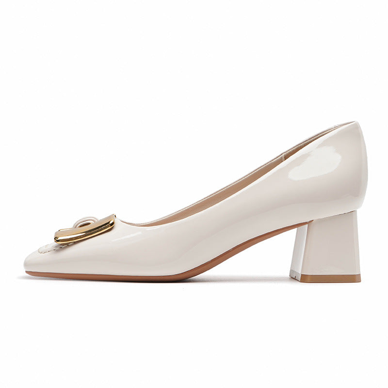 Women's Chunky Mary Jane Kitten Metal Buckle Women's Fashion Shoes