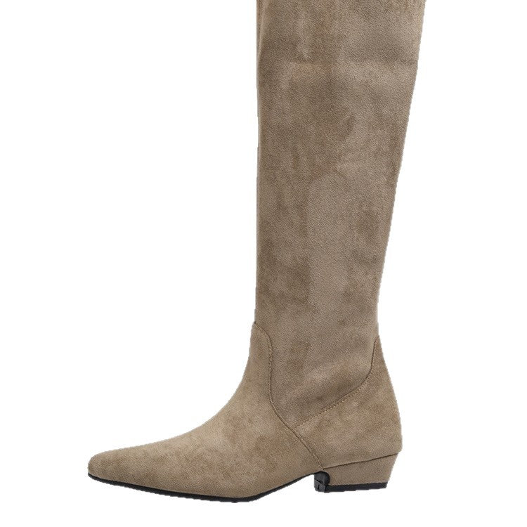 Women's Lazy Retro Pile Style French Skinny High Leg Boots