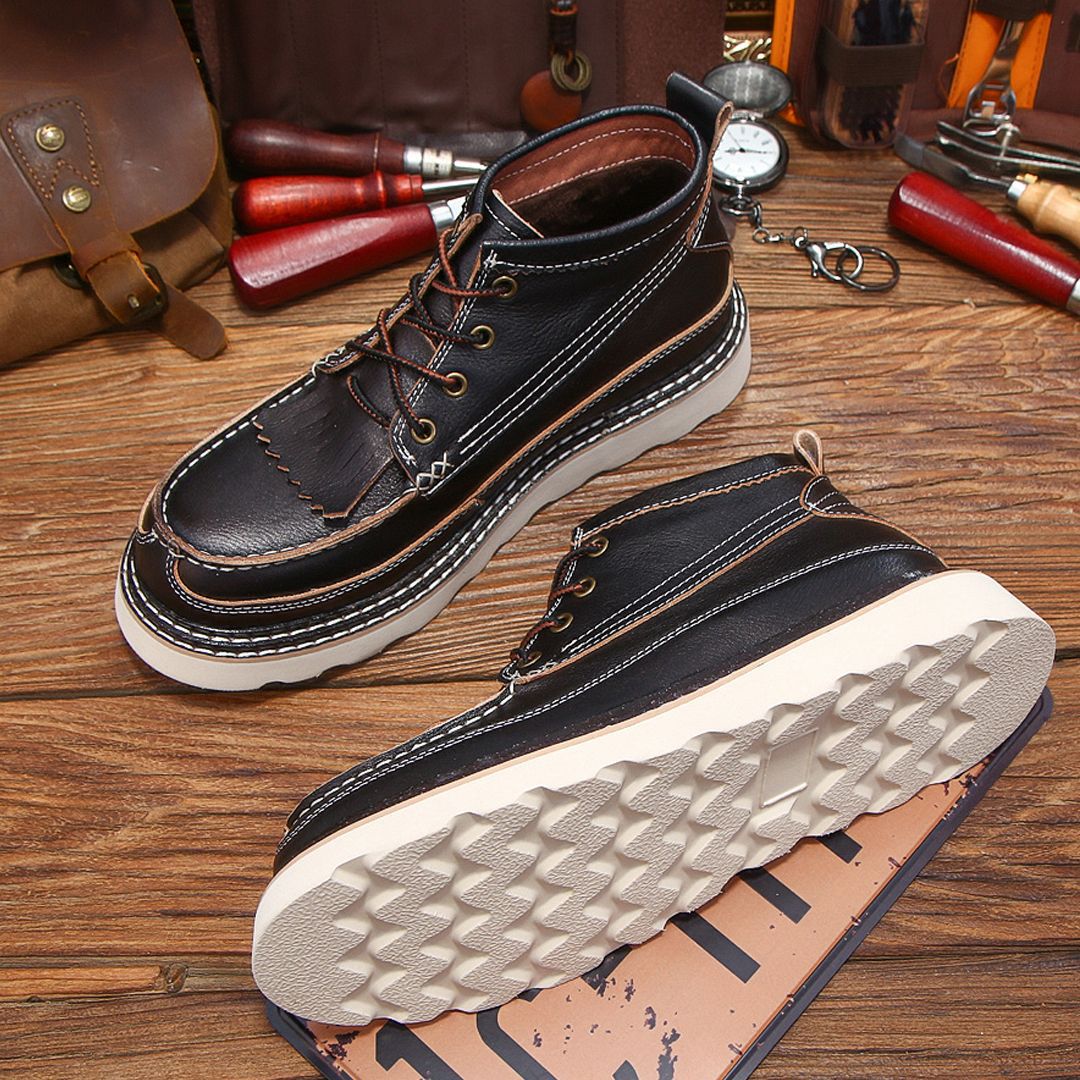 Men's Height Increasing Tassel Fleece-lined Warm Breathable Men's Martin Boots