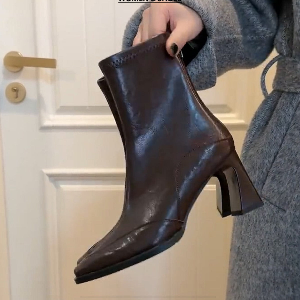 Women's Short For Square Toe Martin Black Chunky Women's Leather Boots