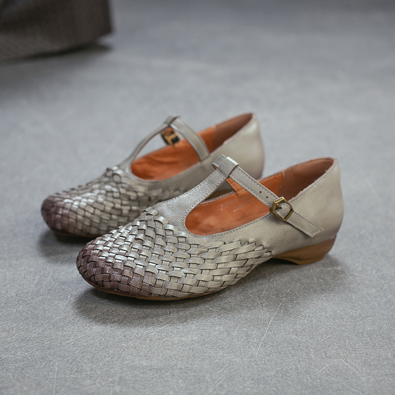 Mouth Woven Mary Jane First Layer Women's Casual Shoes