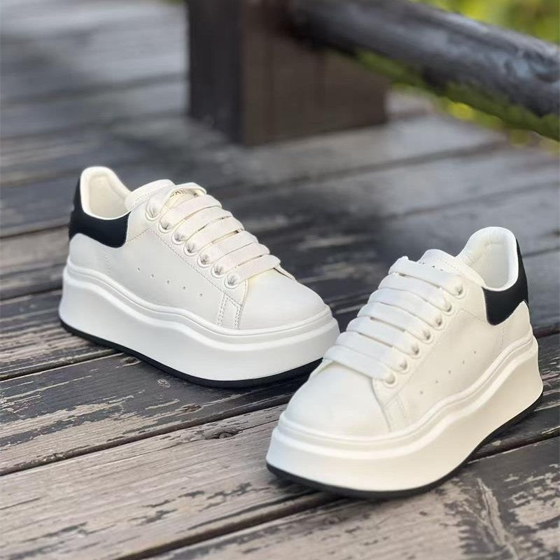 Women's Platform White Korean Style Versatile Muffin Height Sports Casual Shoes