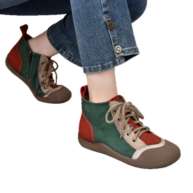 Women's Autumn First Layer Cowhide Board Soft Bottom Single Women's Casual Shoes
