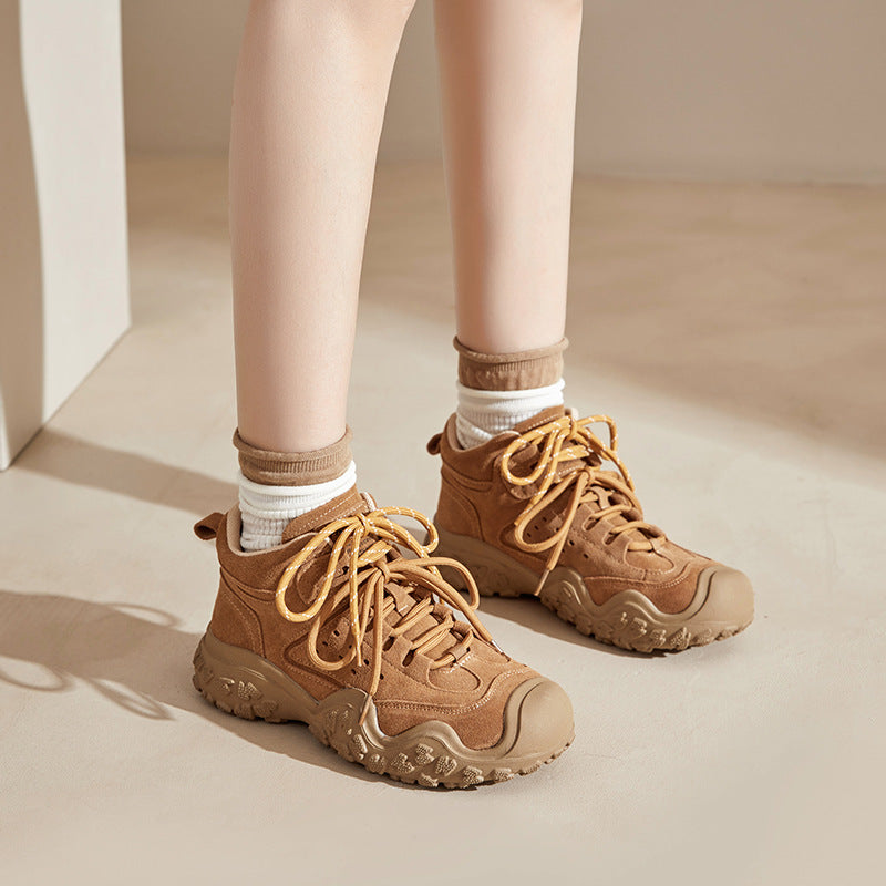 Women's Platform Martin Genuine Summer Short Retro Outdoor Hiking Women's Leather Boots