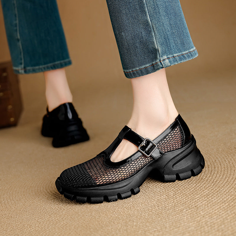 Korean Style Fashionable Simple Breathable Summer Round Head Thick Sandals