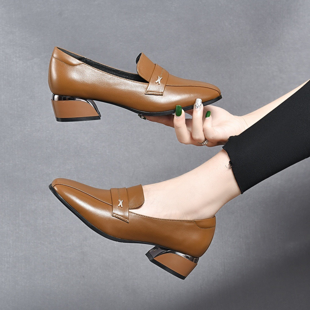 Women's Patent Pumps Chunky Mid Authentic British Style Women's Fashion Shoes