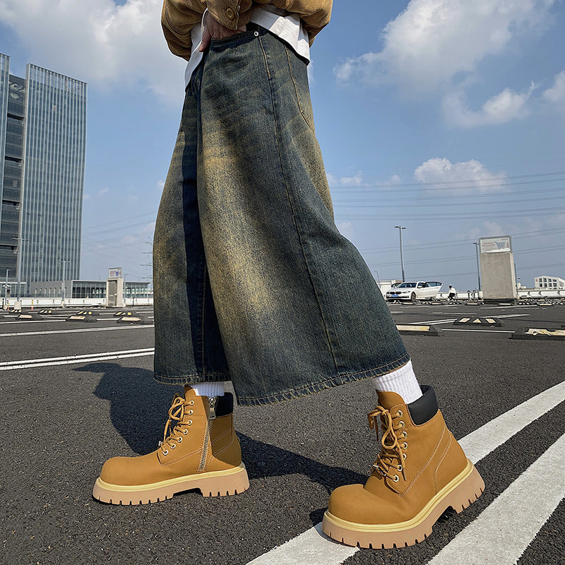 Men's Retro Thick Bottom Increased Outdoor Hiking High Top Boots