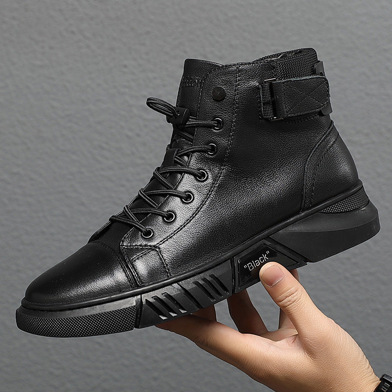 Men's Martin Fleece British Style Genuine Warm Men's Leather Boots