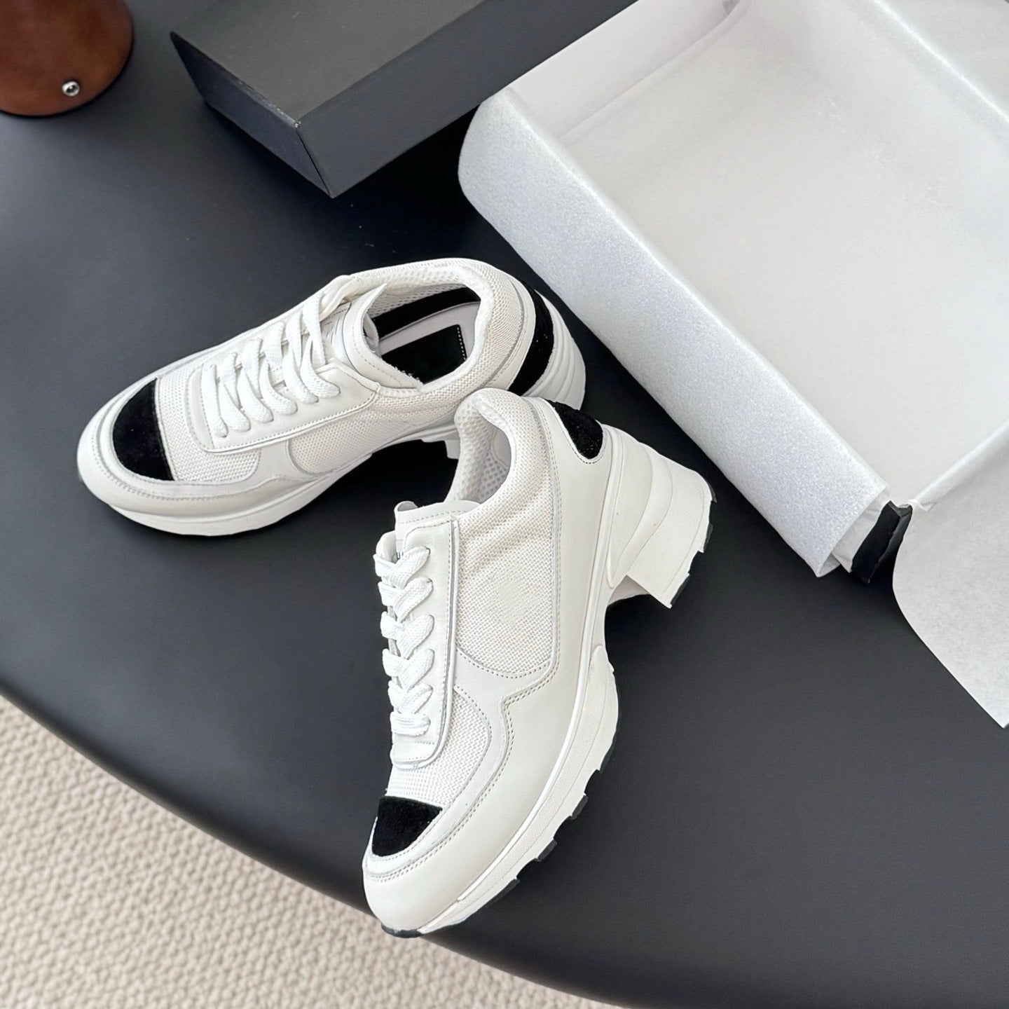 Women's Thick Bottom Increased Diamond Plaid Chunky Dad Sneakers