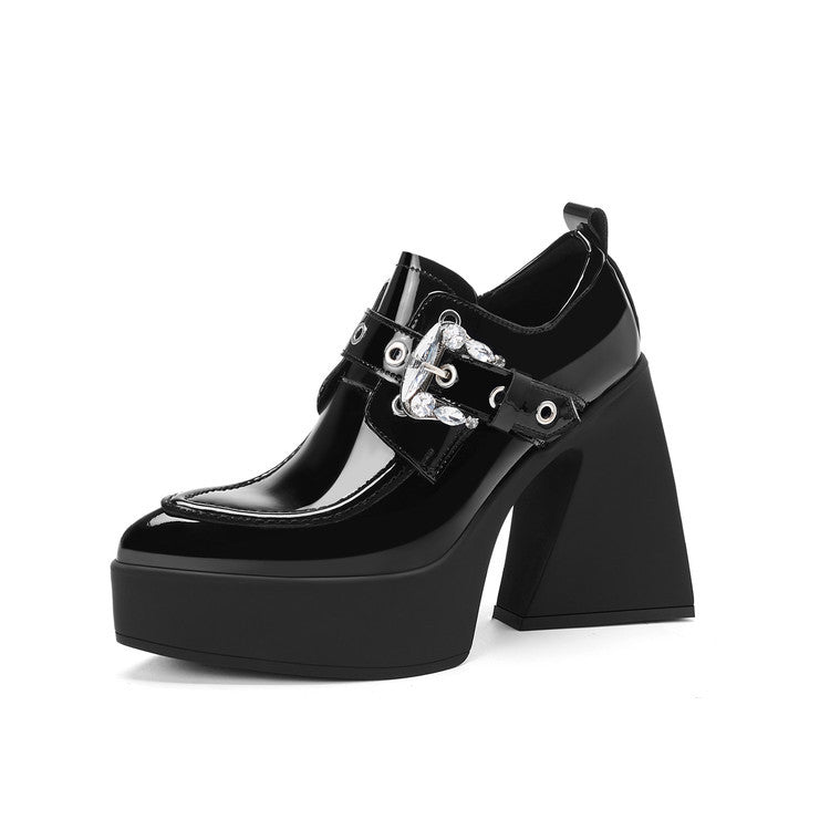 Women's Mouth Pumps Black Platform Thick Bottom Pointed Women's Fashion Shoes