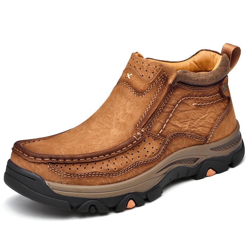 Men's Top Layer Cowhide Large Size Thick Bottom Men's Leather Boots