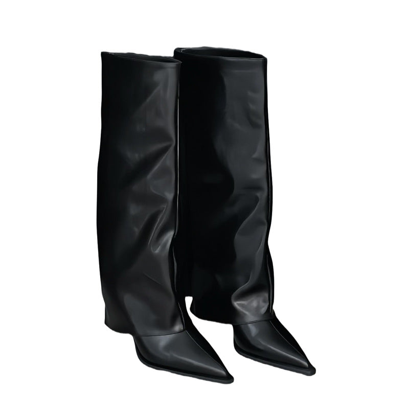 Skinny Pants Tube High Female Stiletto Retro Style Below The Boots