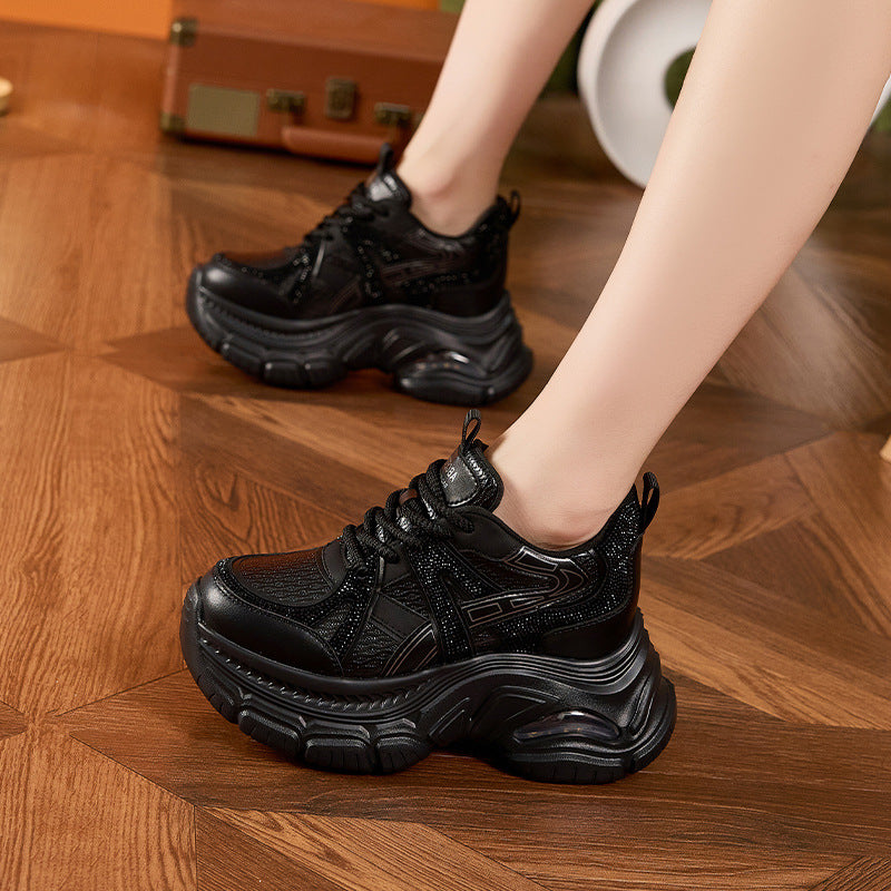Women's Dad Autumn Fashion Rhinestone Height Increasing Insole Women's Sports Shoes