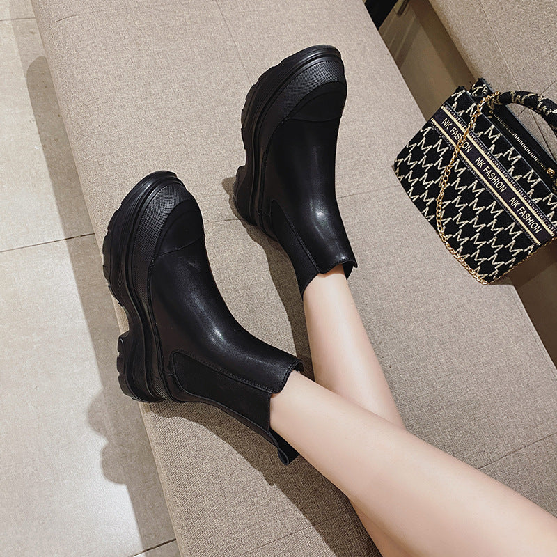 Women's Autumn Martin Platform Smoke Pipe Large Small Size Women's Leather Boots
