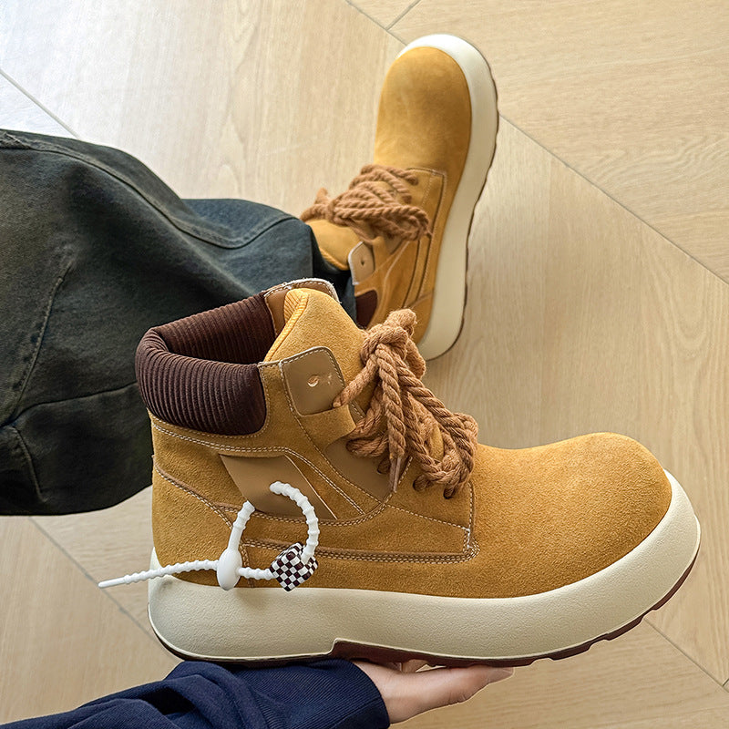 Men's Ugly Cute Big Head Version Worker Mickey Bread Boots