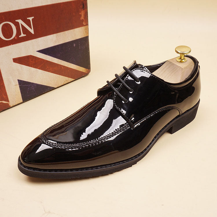 Men's Simple Hair Stylist Height Increasing Insole Men's Casual Leather Shoes
