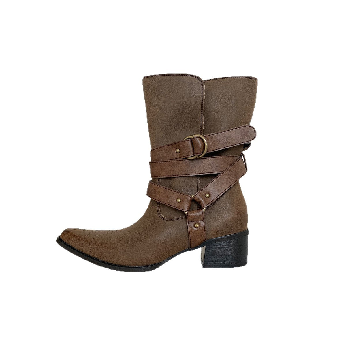 Western Cowboy British Style Spring Retro Easy Matching Metal Boots