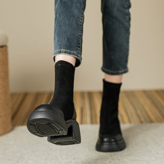 Women's Suede Dr. Martens Platform Ankle Chunky Women's Leather Boots