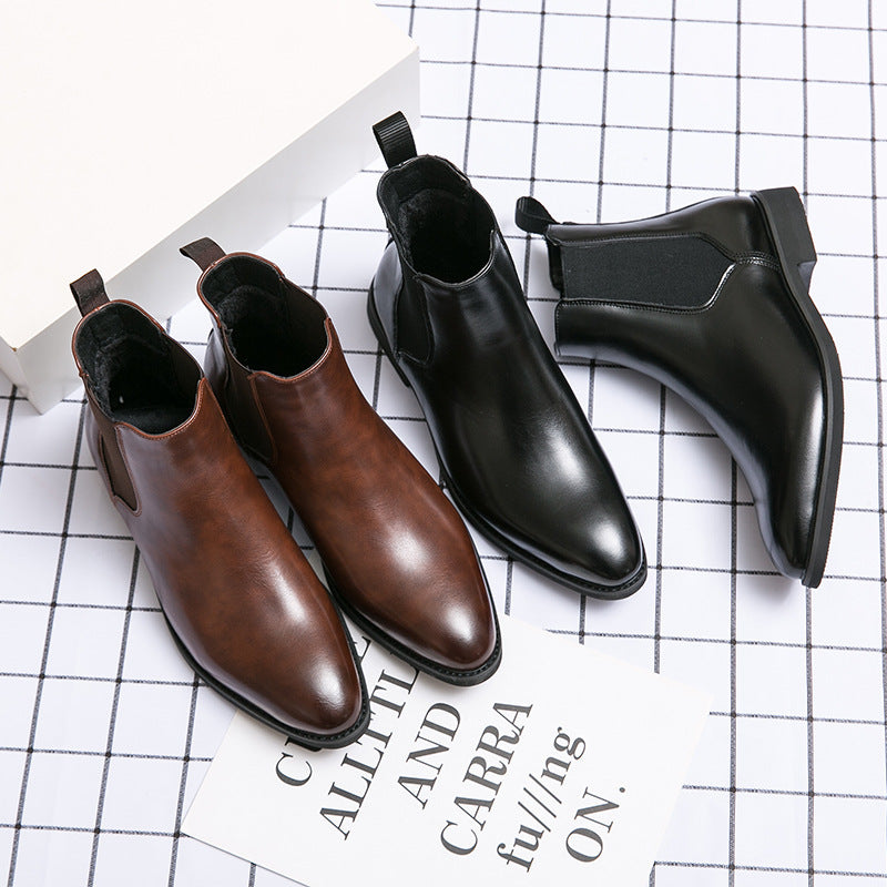 Men's Large Size Fashion Chelsea Trendy Slip-on Men's Leather Boots