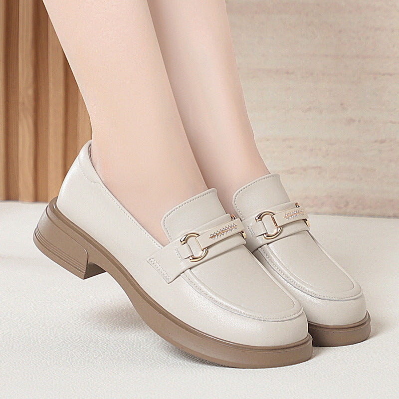 Soft Bottom French Style British Flat Metal Women's Fashion Shoes