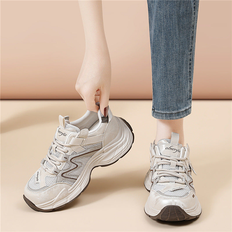 Women's Thick Bottom Height Increasing Spring Mesh Breathable Daily Women's Sports Shoes