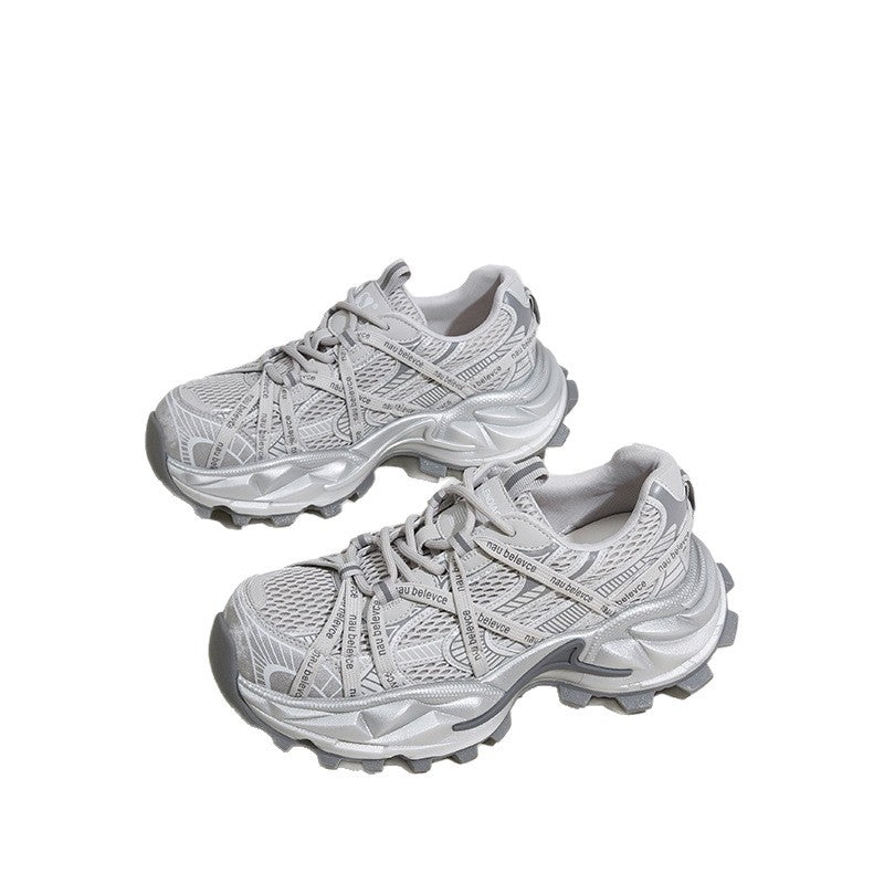 Heightened Daddy Platform Mesh Surface Breathable Casual Shoes