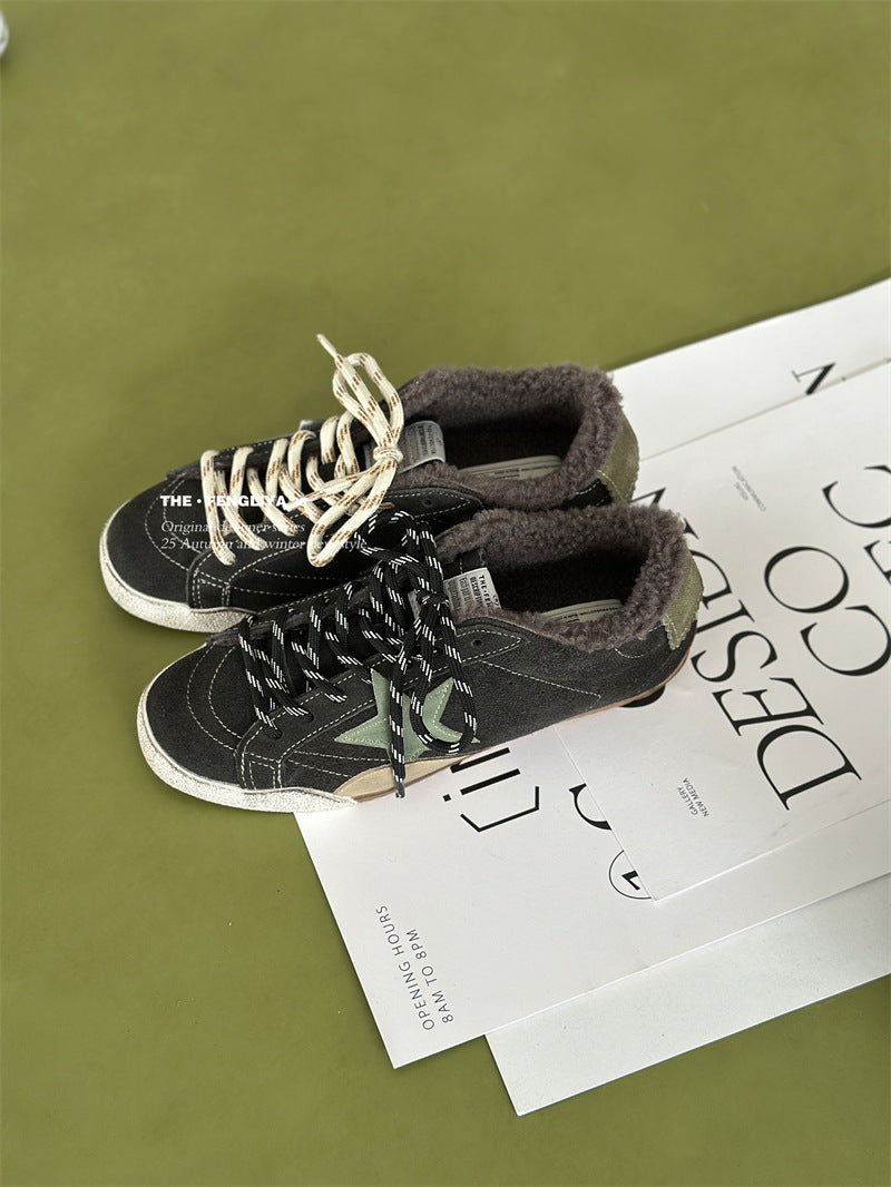 Women's Fleece-lined German Training Board Winter Warm Retro Women's Casual Shoes
