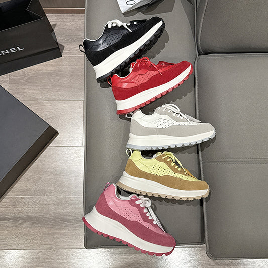 Women's Thick-soled Breathable Invisible Elevated White German Sports Casual Shoes