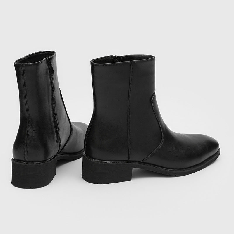 Men's Chunky Black High-grade High Top Ankle Pointed Men's Martin Boots