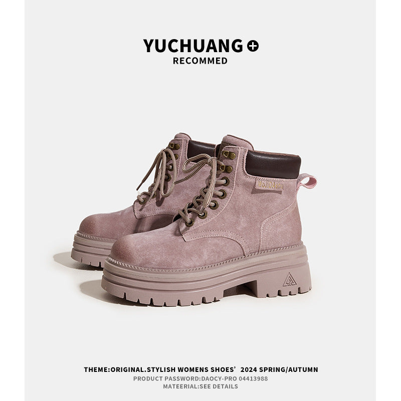 Women's British Style Thick Sole Height Increasing Fashion Boots